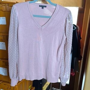 Adrianna Papell Women's Clip Dot Long Sleeve Sweater Dusty Rose Size Small